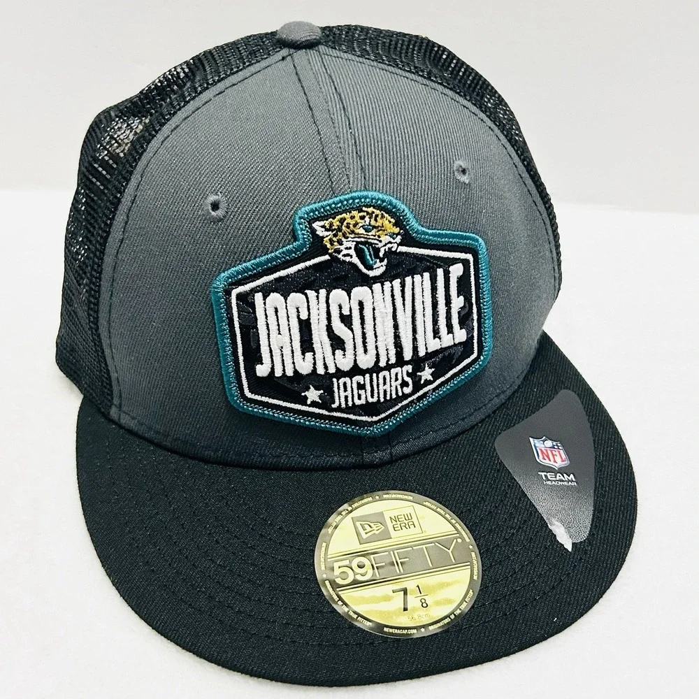 New Era Jacksonville Jaguars NFL‎ Draft 59FIFTY Fitted Hat Cap 7 1/8 Black NFL